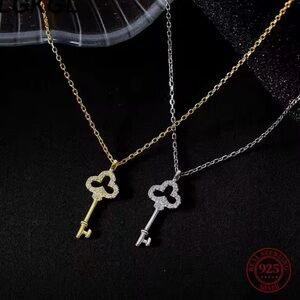 925 Sterling Silver Elegant Gold and Silver Key Pendant Necklaces